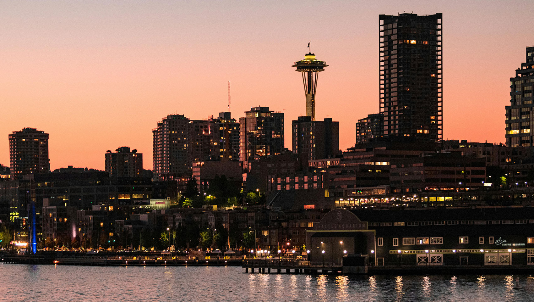 seattle waterfront at sunset