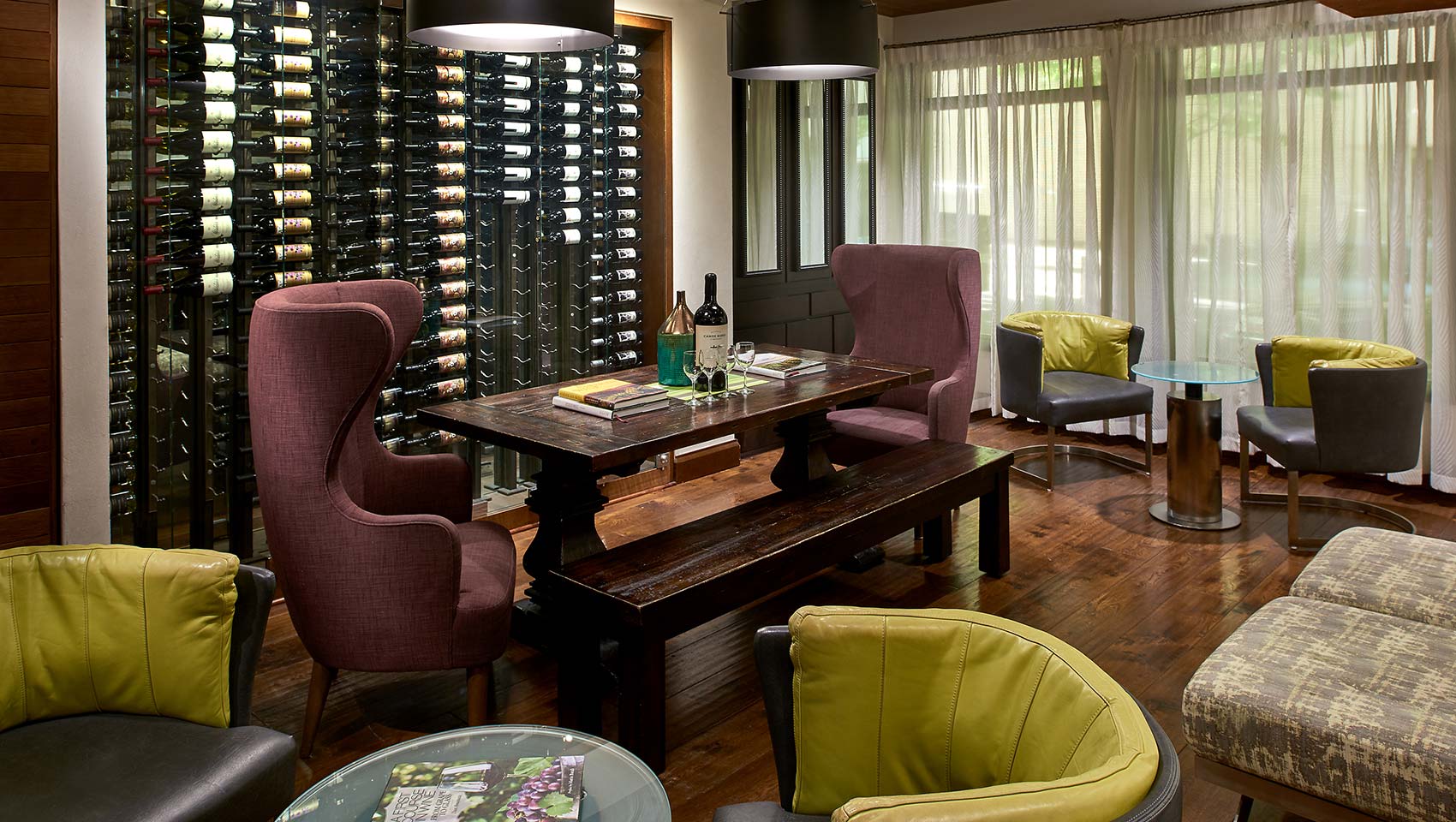 View of wine cellar from lobby