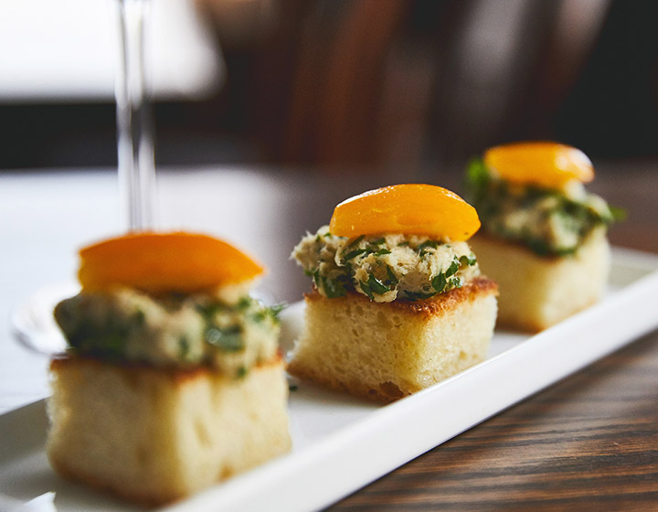 hor d'oeuvre set up on serving tray