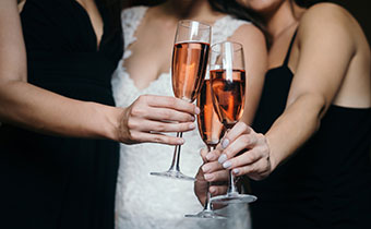 wedding guests cheersing